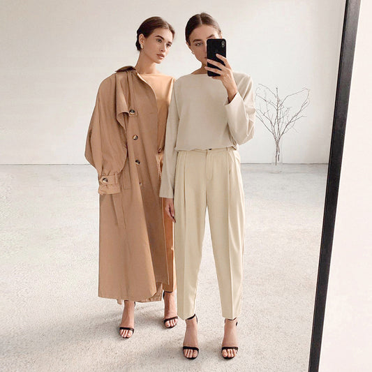 Women Light Weight Zipper Fly Office Pants