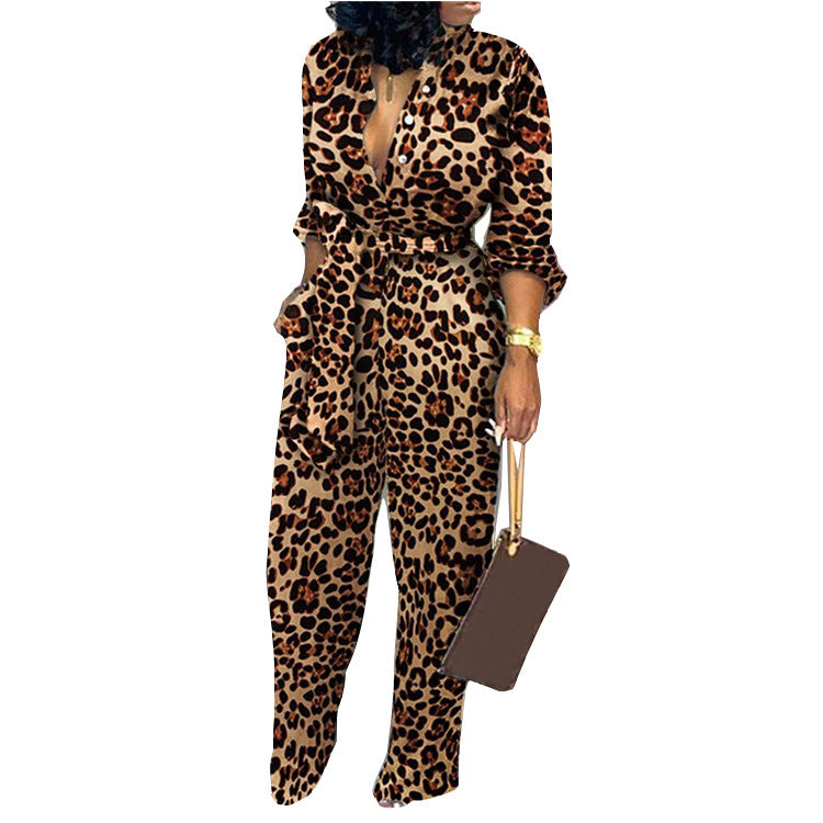 Womens Camouflage Long Sleeve Wide Leg Autumn Jumpsuit Rompers