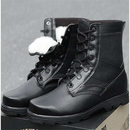 Unisex Combat Wool Boots | Leather & Wool Lined Winter Hiking & Outdoor Tactical Boots