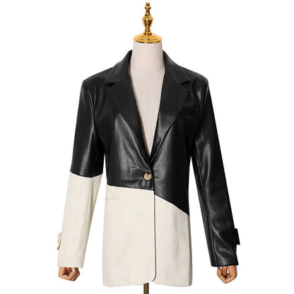 Loose-Fit PU Leather Suit Jacket – Jackets for Women & Street Style Outfits