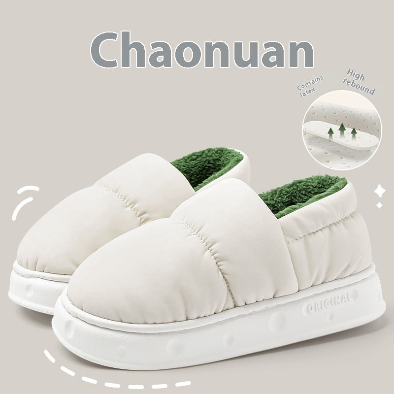 Women S Winter Waterproof Slippers Warm Plush Cotton Home Shoes Non Slip Indoor Flats For Bedroom
