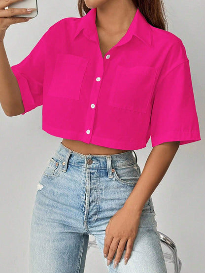 Boho Crop Shirt with Batwing Sleeves – Festival & Casual Outfit for Women