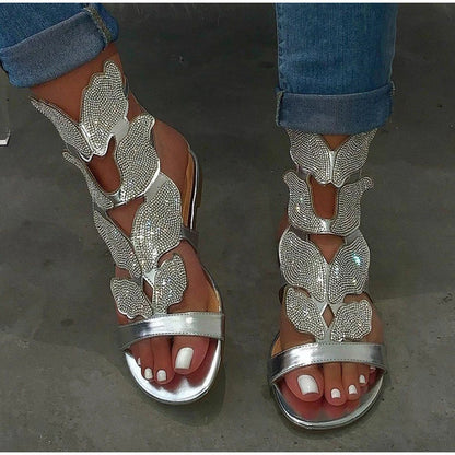 Butterfly Wing Buckle Closure Gladiator Style Women Flat Summer Sandals