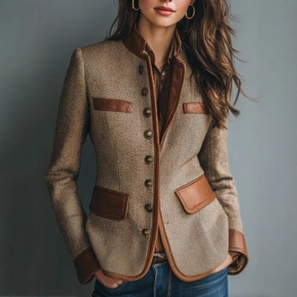 Autumn 2025 Womens Patchwork Coats Elegant And Warm Outerwear