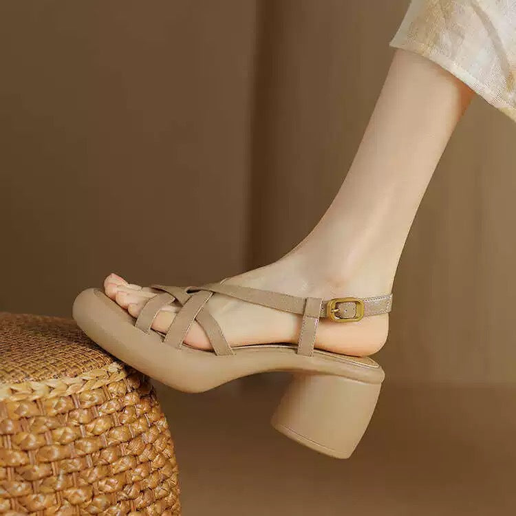 Women Genuine Leather Thick Platform Sandal