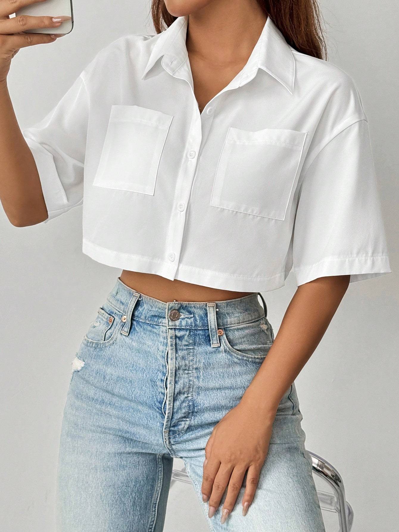 Boho Crop Shirt with Batwing Sleeves – Festival & Casual Outfit for Women