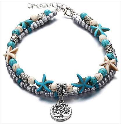 Starfish Beaded Adjustable Ankle Bracelets
