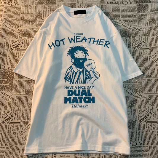 Japan Street Style Cartoon Print Tee – Men’s Casual Cotton T-Shirt, Summer Streetwear Outfit