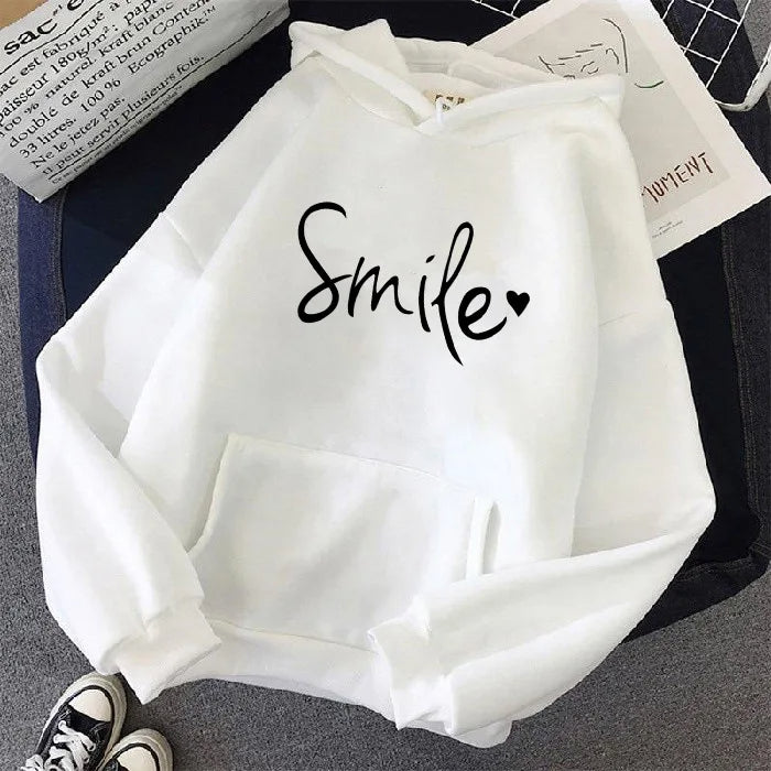 Womens Always Smile Stay Positive Casual Graphic Hoodies