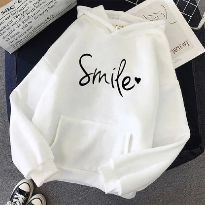 Womens Always Smile Stay Positive Casual Graphic Hoodies