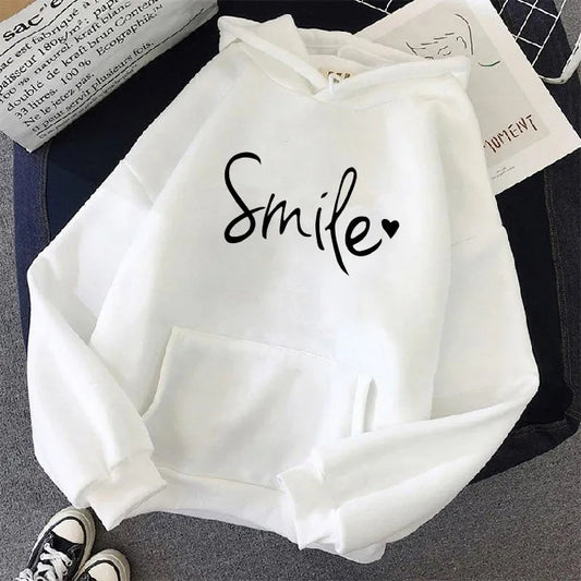 Womens Always Smile Stay Positive Casual Graphic Hoodies