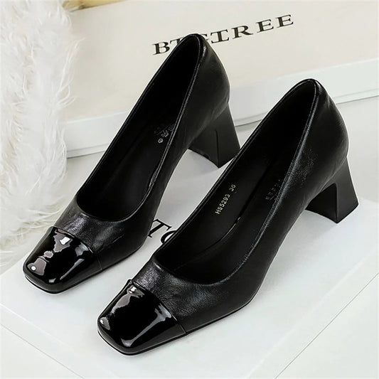 Square Toe Platform Pumps | Elegant Slip-On Heels for Women