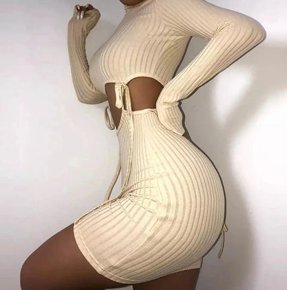 Sleek Silhouette: Long-Sleeve Crop Top & Pencil-Skirt Set
