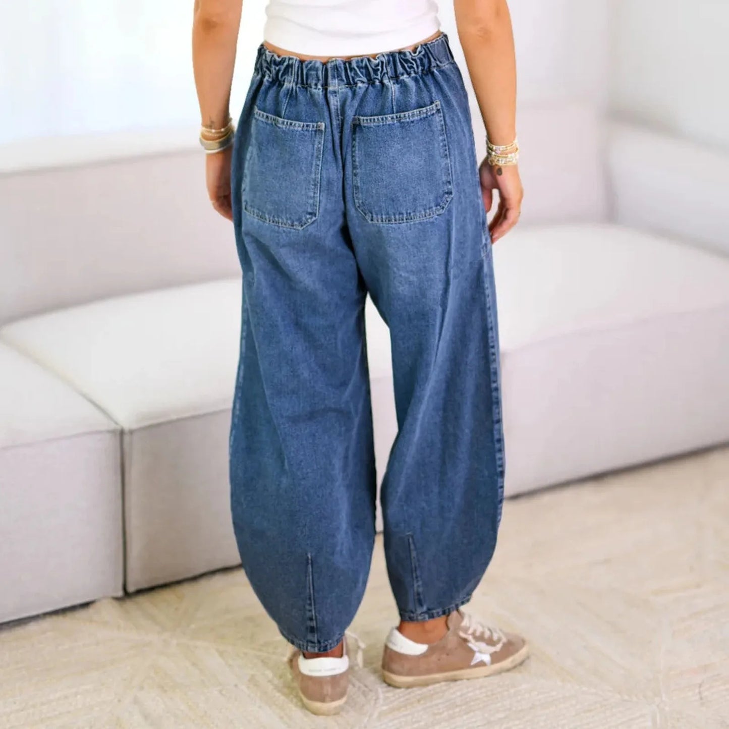 Street Fashion American Retro Denim Pants – Loose Fit & Ankle-Length Style
