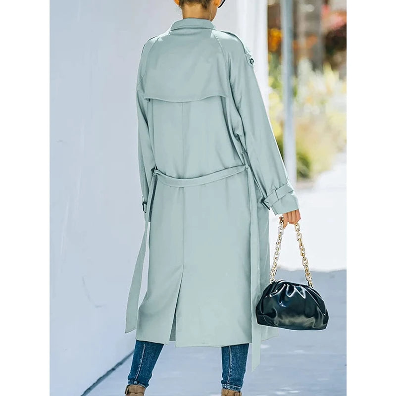 Double-Breasted Windproof Women Vintage Long Trench Coats