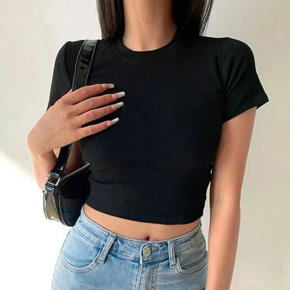 Polished Texture: Satin Short Sleeve Crop