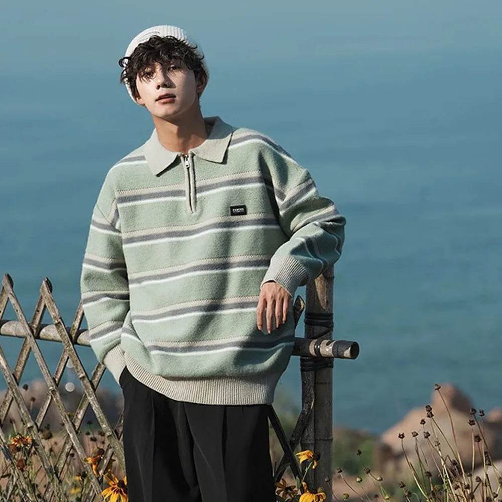 Urban Retro Thick Zipper Warm Knit Sweater