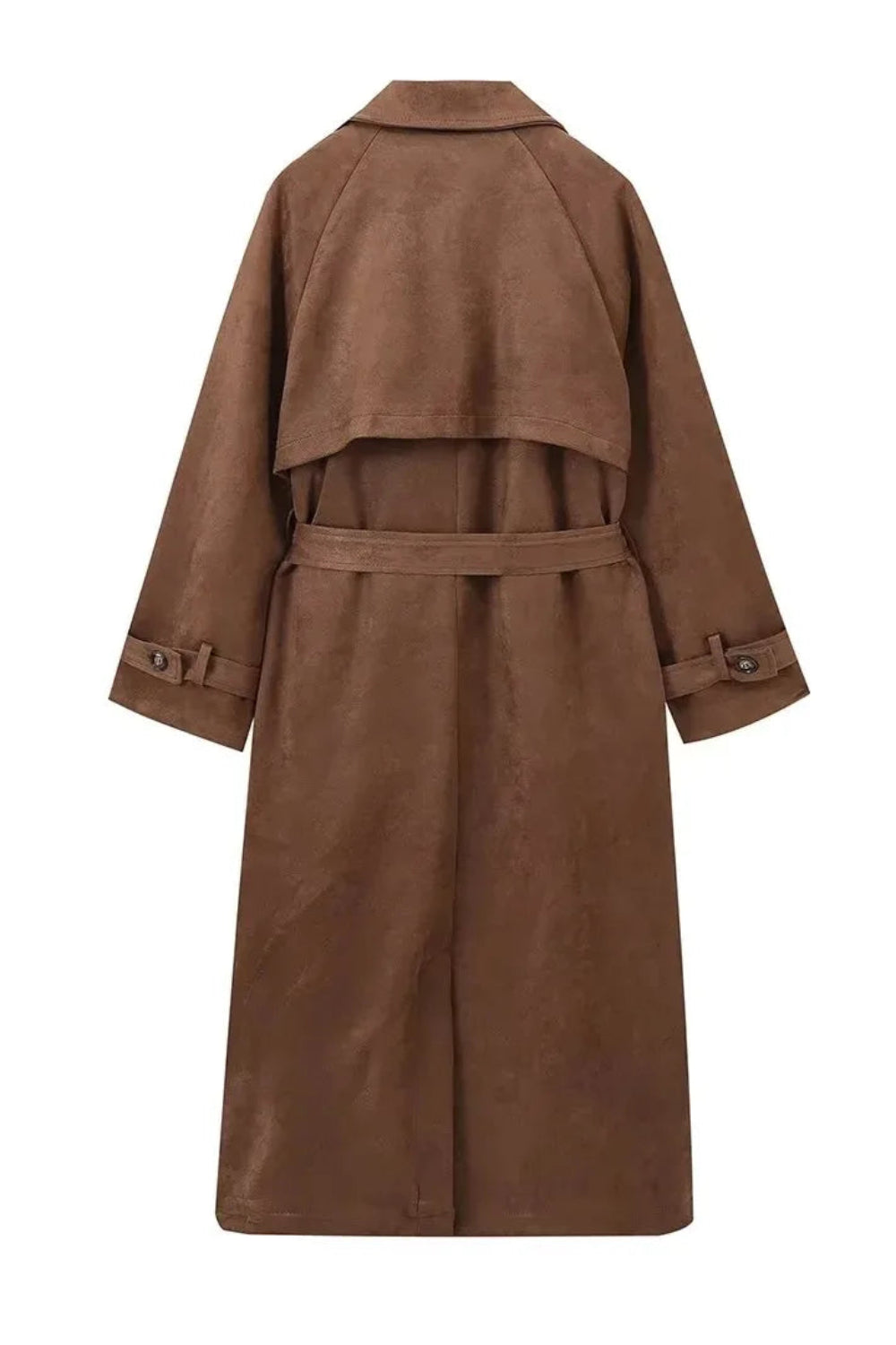 Brown trench coat on a white background