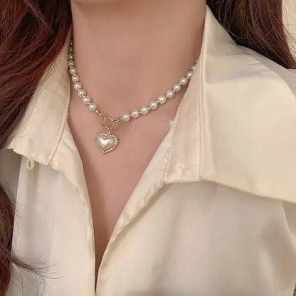 Heart Shaped All Pearl Necklace