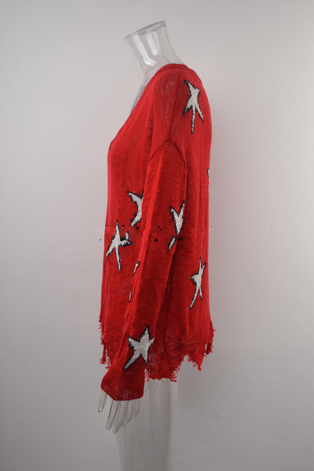 High Collar Bat Sleeve Knit Women's Autumn & Winter European-Style Red Sweater