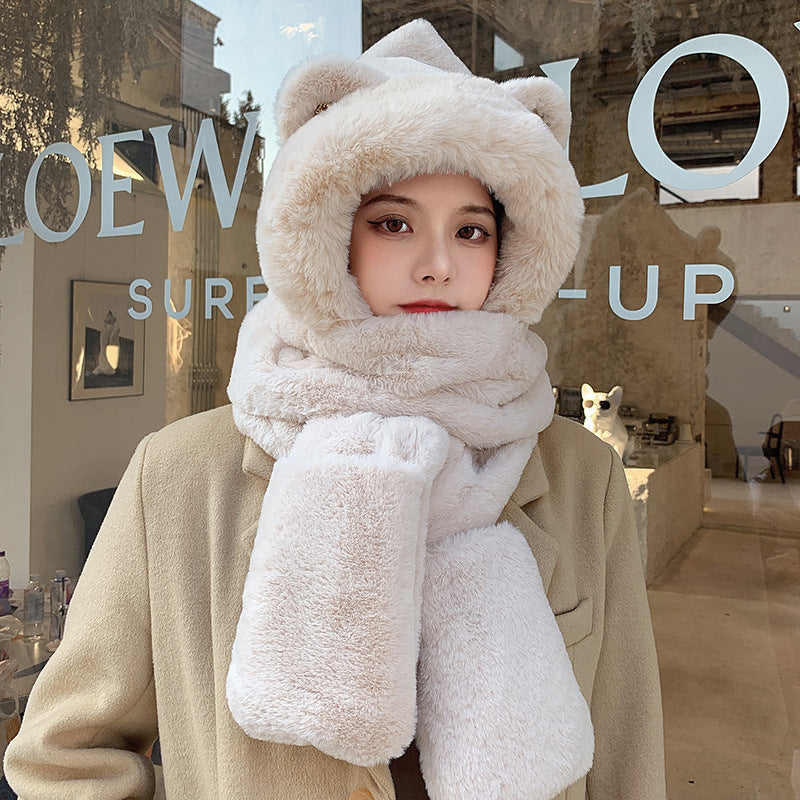 Bear Ear Full Head Protection Winter Hat For Women
