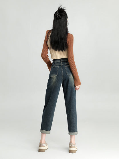 Water Washed Hole Harem Jeans for Women – Vintage Streetwear Style