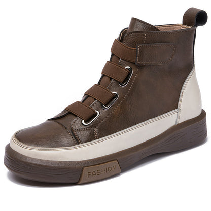 British Vintage Martin Boots for Women | Cowhide Leather Non-Slip Winter Boots with Plus Velvet Lining