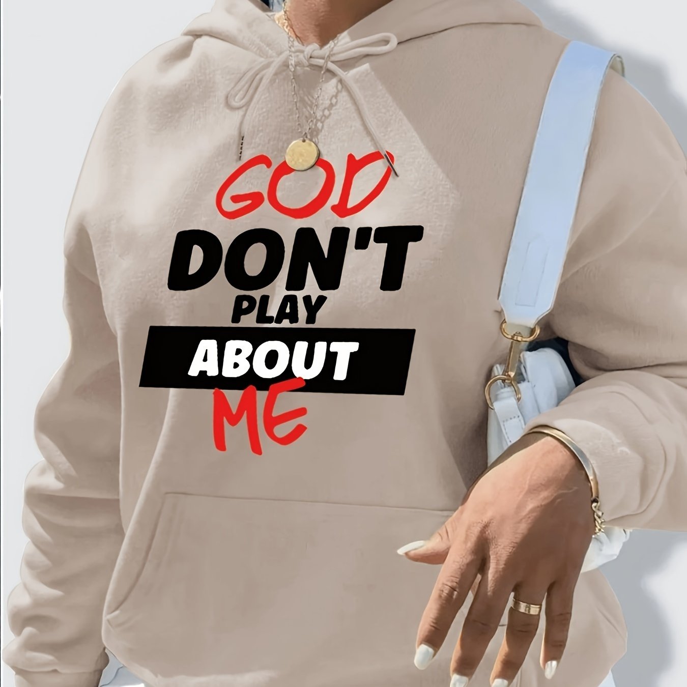 Letter Print Women’s Hoodie – Casual Pullover Sweatshirt with Kangaroo Pocket for All Seasons