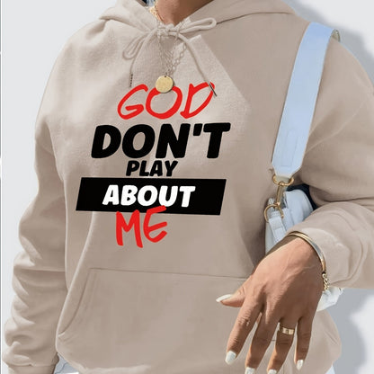 Letter Print Women’s Hoodie – Casual Pullover Sweatshirt with Kangaroo Pocket for All Seasons