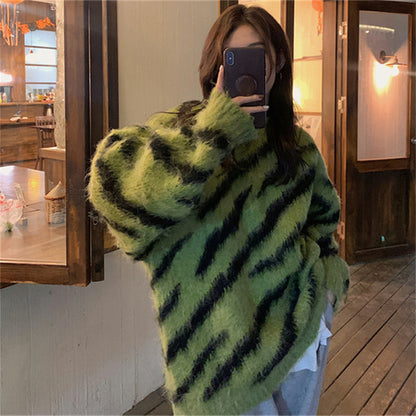 Bold & Cozy: Vintage Zebra Print Sweater