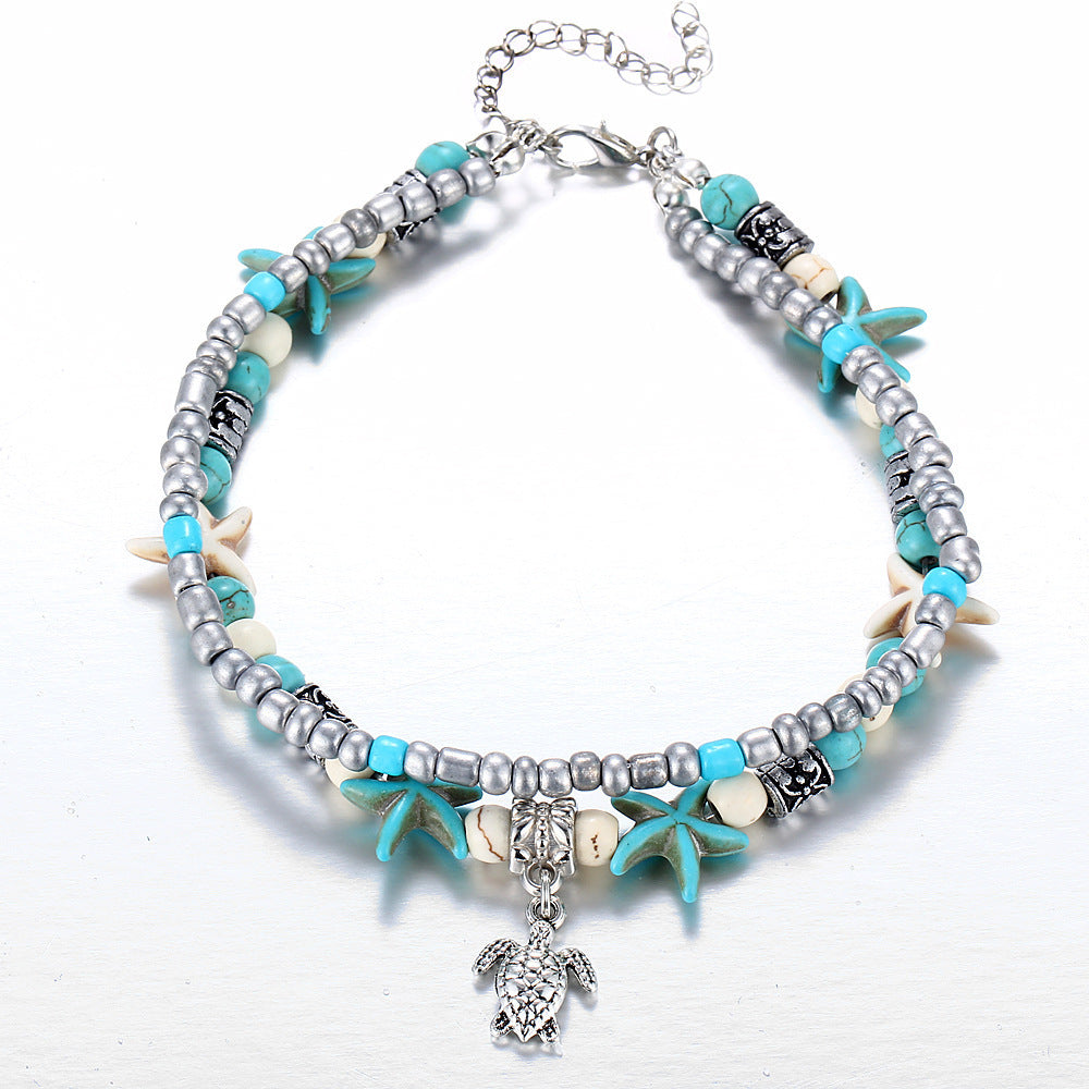 Starfish Beaded Adjustable Ankle Bracelets
