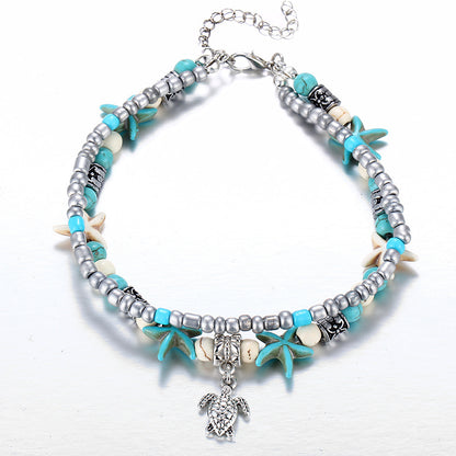 Starfish Beaded Adjustable Ankle Bracelets