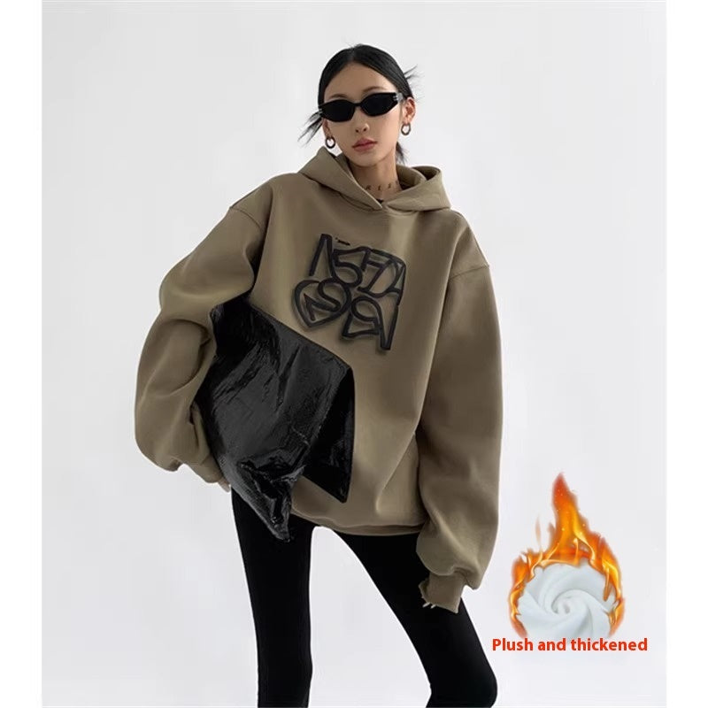 All-American Comfort: Heavy Cotton Hooded Sweater for Women