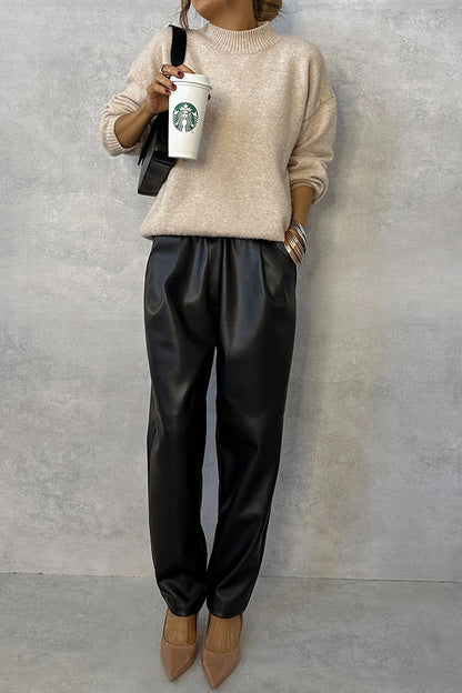 One Size Elastic Waist Flower Pattern Women Jogger Pants