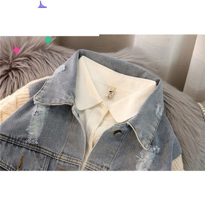 Knitted Cardigan Cover Cool Denim Jacket For Women