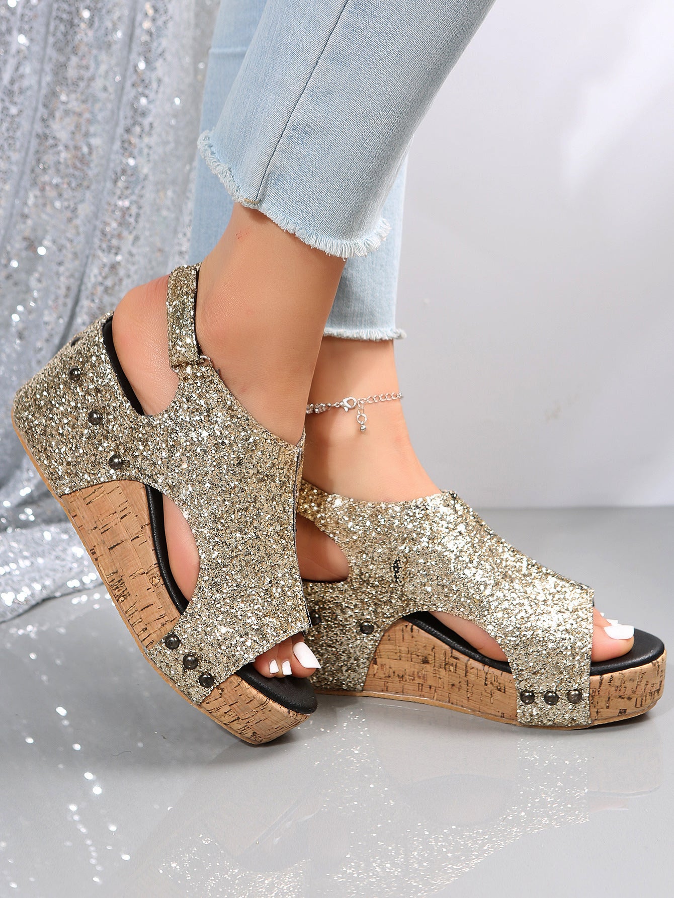 Women Pointed Shiny Rhinestone Elegant Summer Shoes