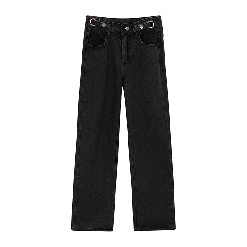 New Womens High Waisted Straight Casual Wide Leg Pants