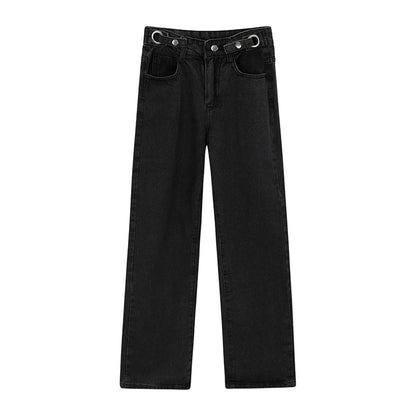 New Womens High Waisted Straight Casual Wide Leg Pants