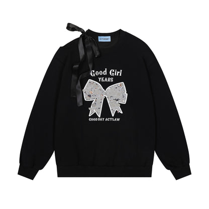 Loose Round Neck Print Oversized Sweaters for Women – Medium-Length Cotton Pullover, Casual Winter Outfit