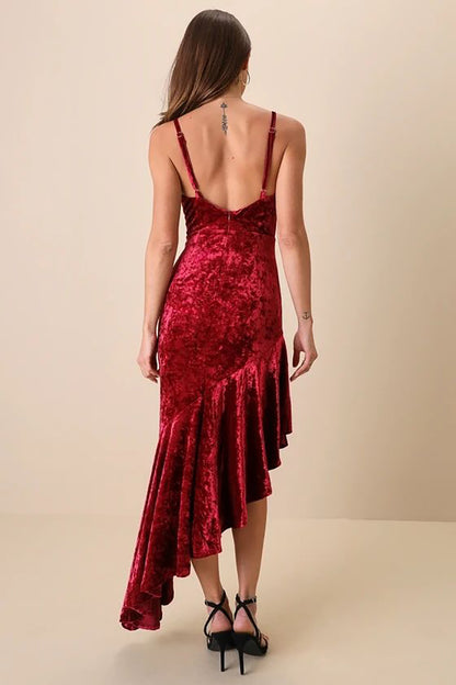 Ruffle Down Spaghetti Spring Women Dress