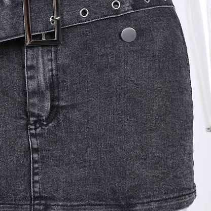 Backless Denim Two-Piece Outfit Set | Edgy Style 2025 Aesthetic