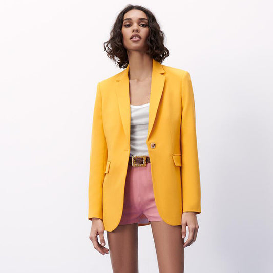 Gold V Neck Blazer Stylish Autumn Jacket For Womens 2024 Fashion