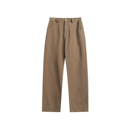 Unisex Loose Straight Trousers – Mid-Rise Cotton Casual & Streetwear Pants
