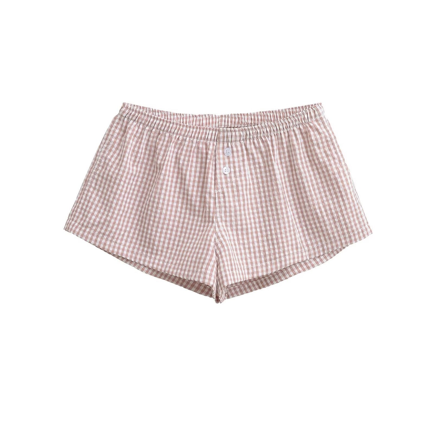 Loose Plaid Wide-Leg Cotton Shorts Women – Casual Summer Outfit