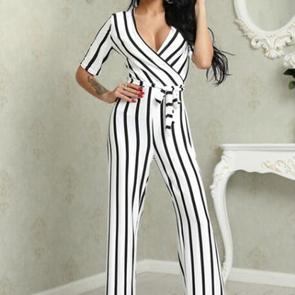 Striped Polyester Jumpsuit for Women – Everyday Casual & Chic One-Piece Outfit
