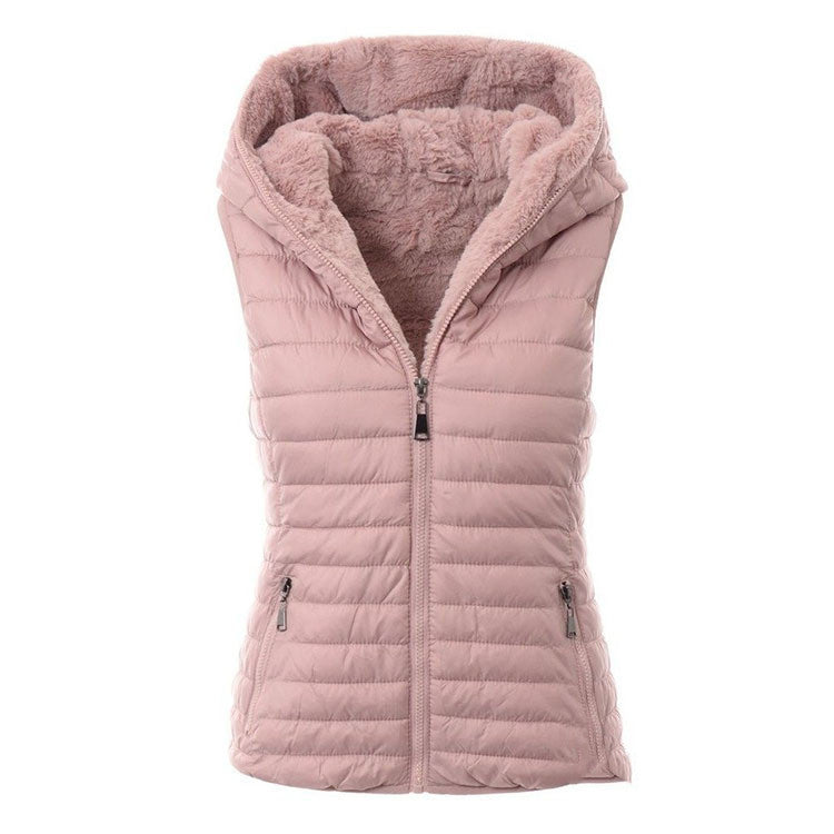 Spring Autumn Style Sleeveless Warm Hooded Vest Coat