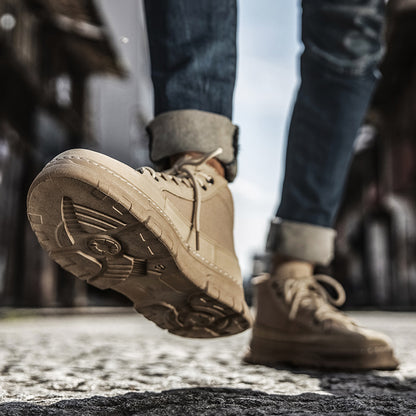 Platform Martin Boots for Men – Comfortable Mid-Tube Casual Footwear with Rubber Sole