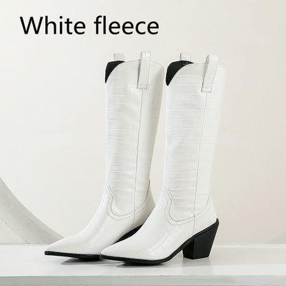Elegant Pointed Toe Knight Boots for Women | High Heel Platform PU Boots Winter 2025