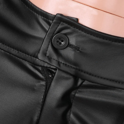 Thick Fleece Warm PU Leather Leggings Pants