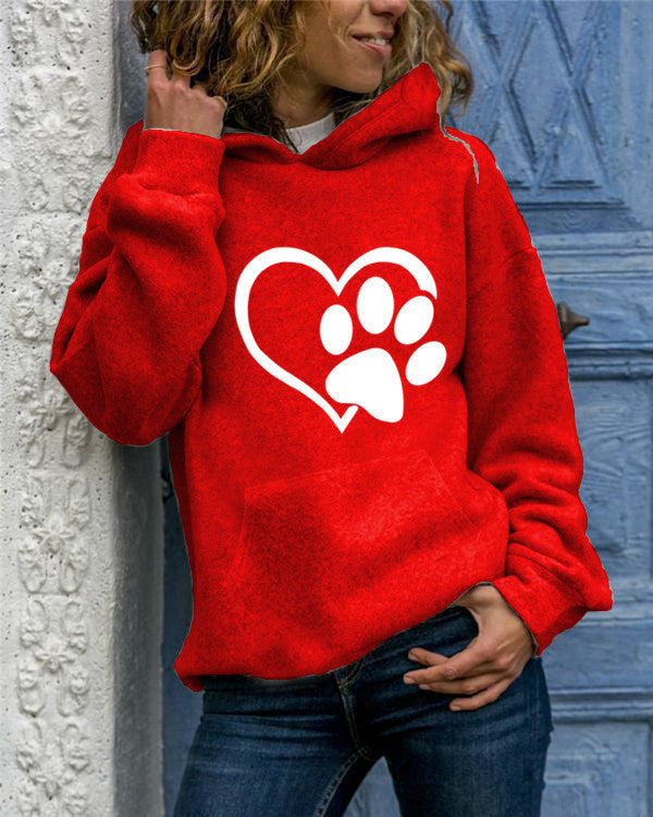 Printed Round Neck Hooded Sweater – Cozy & Stylish